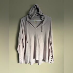 CHASER pastel lilac lace-up sleeve v-neck hoodie size Medium super soft
